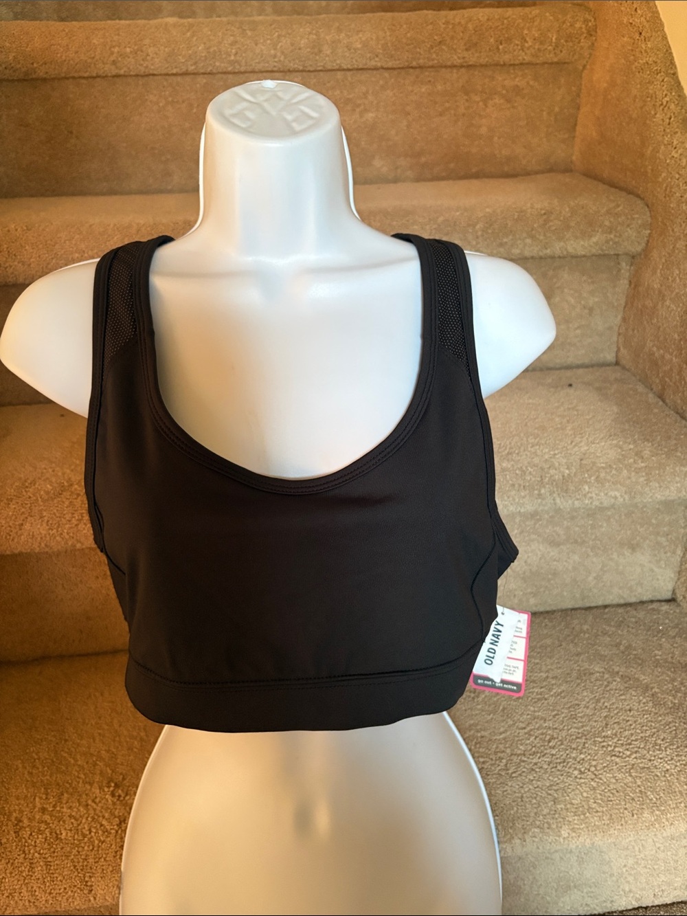 NWT Old Navy Black Scoop Neck Support Sports Bra in XL